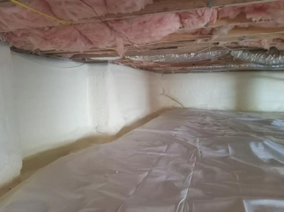 Crawl space encapsulation with closed-cell spray foam for Commercial Roof Restoration in Eldersburg